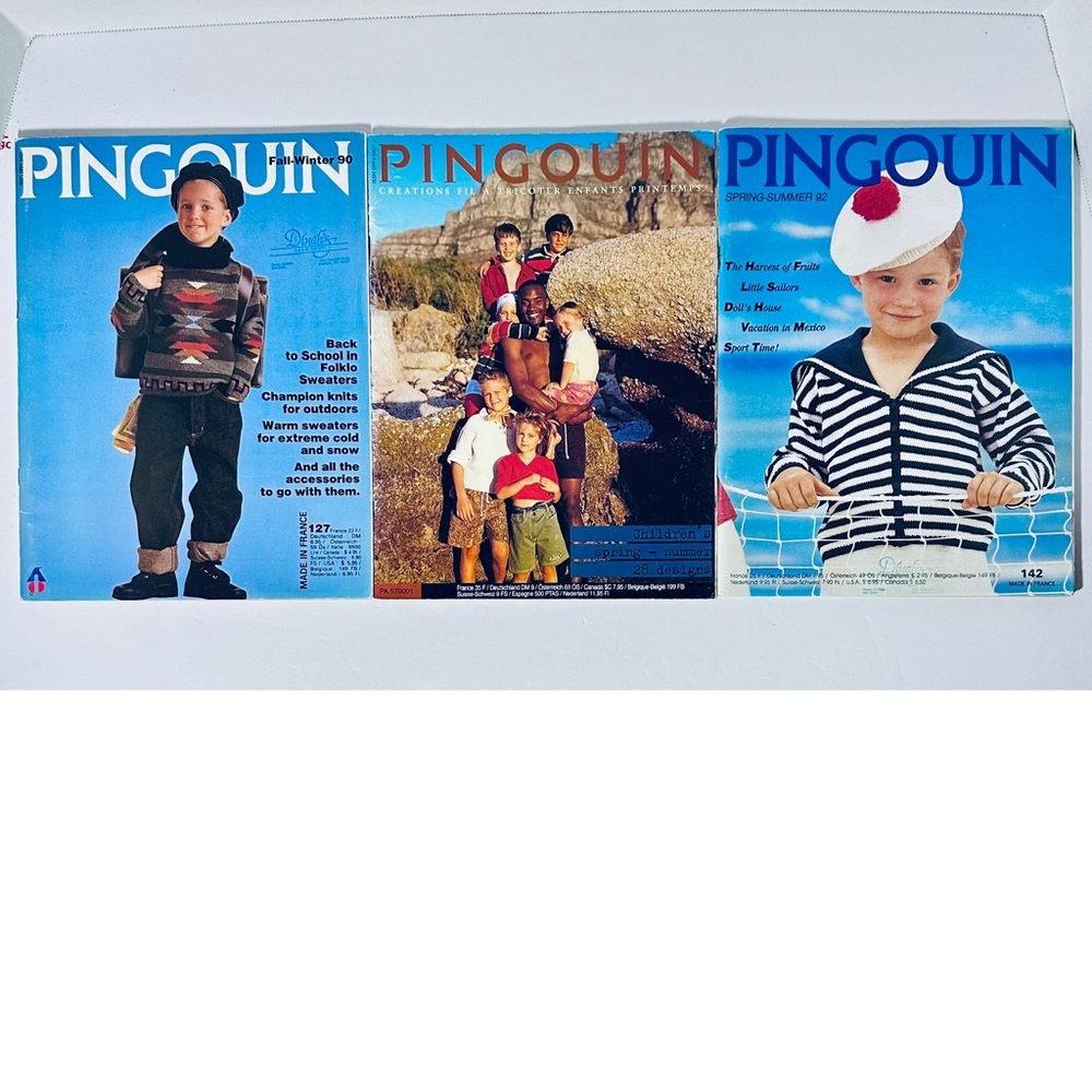Lot of 3 Pingouin Knitting Magazines, Vintage Classic Children’s  Patterns
